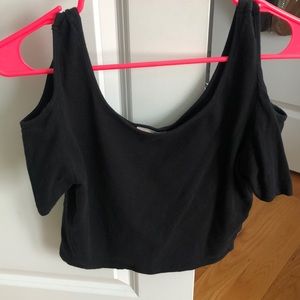 Black cold shoulder crop top